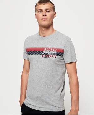 Superdry Vintage Authentic Chest Stripe Férfi Pólók Szürke | SGHMP6794